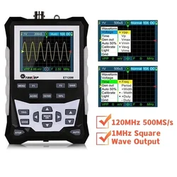 TOOLTOP ET120M 500MS/s 120MHz Portable Digital Oscilloscope for Laboratory Electrical Repair Auto Handheld Oscilloscope