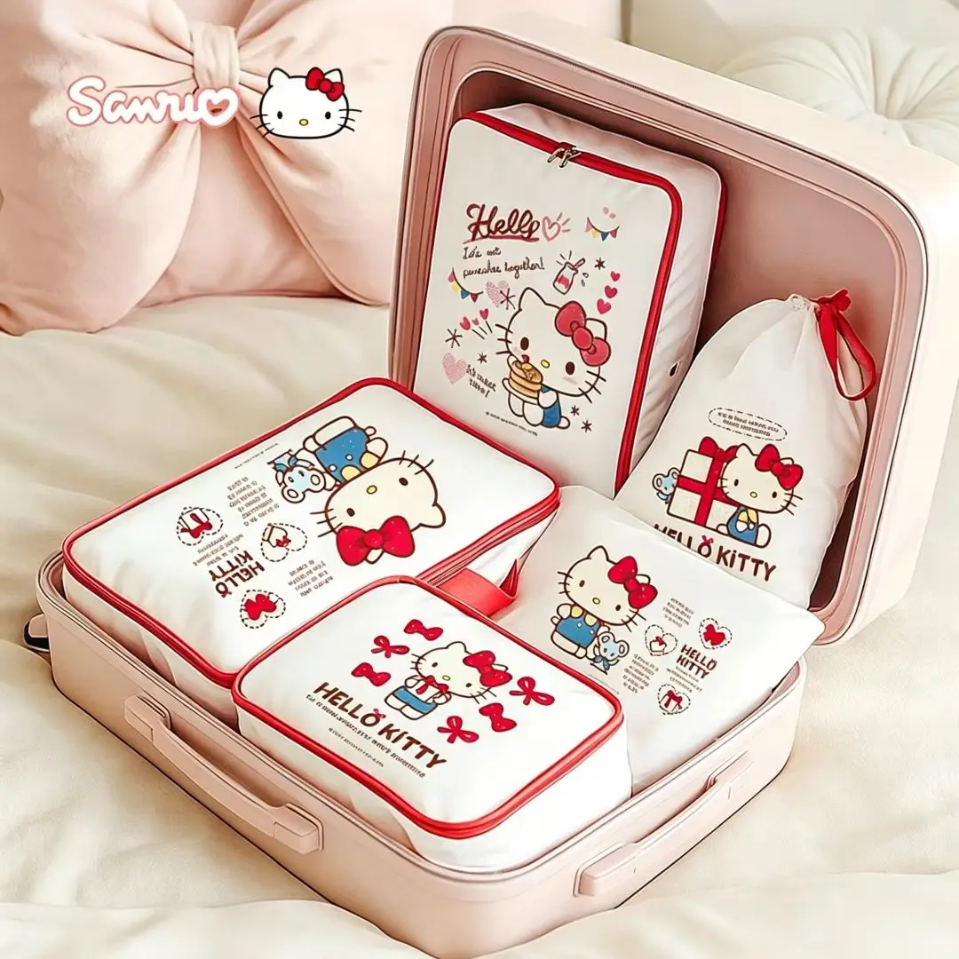Hello Kitty Travel Storage Bag Luggage Compression Combination Classification Multi functional Travel Dustproof Storage Bag