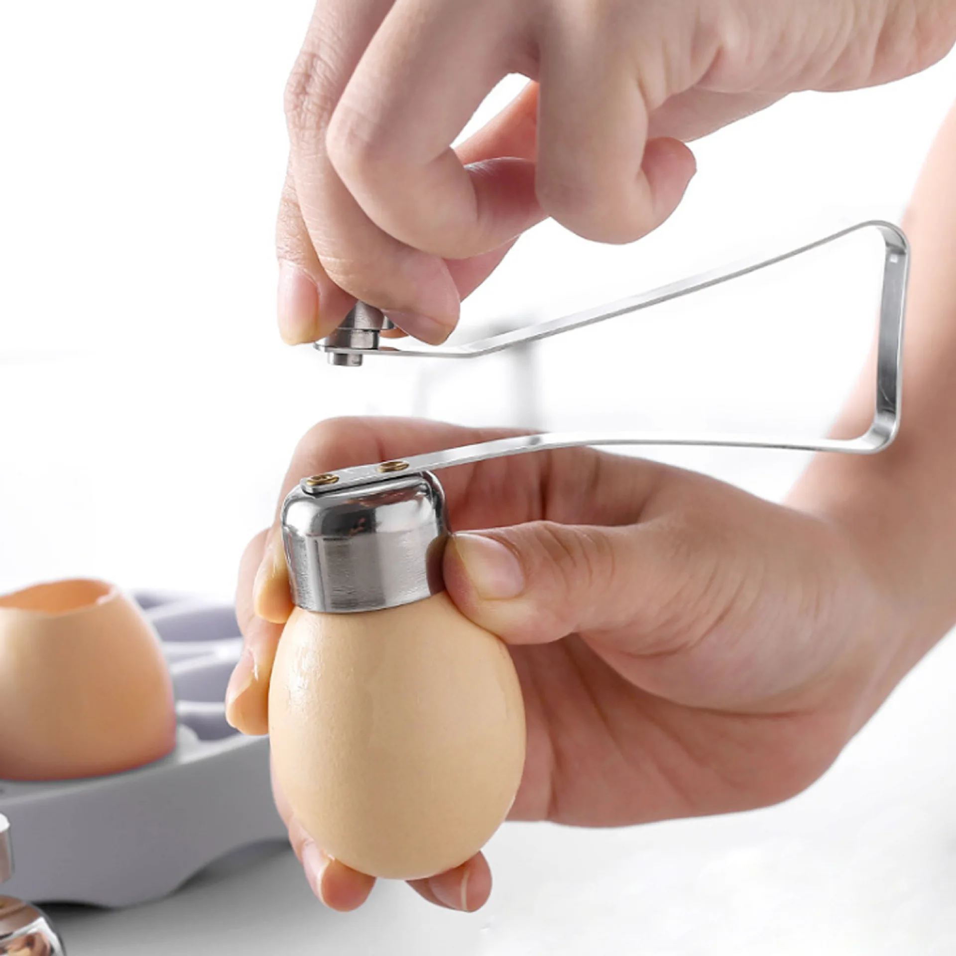 Egg Eggshell Opener Eggshell Cutter 304 Stainless Steel Double Head Egg Topper Shell Opener Boiled Raw Egg Creative Kitchen Tool