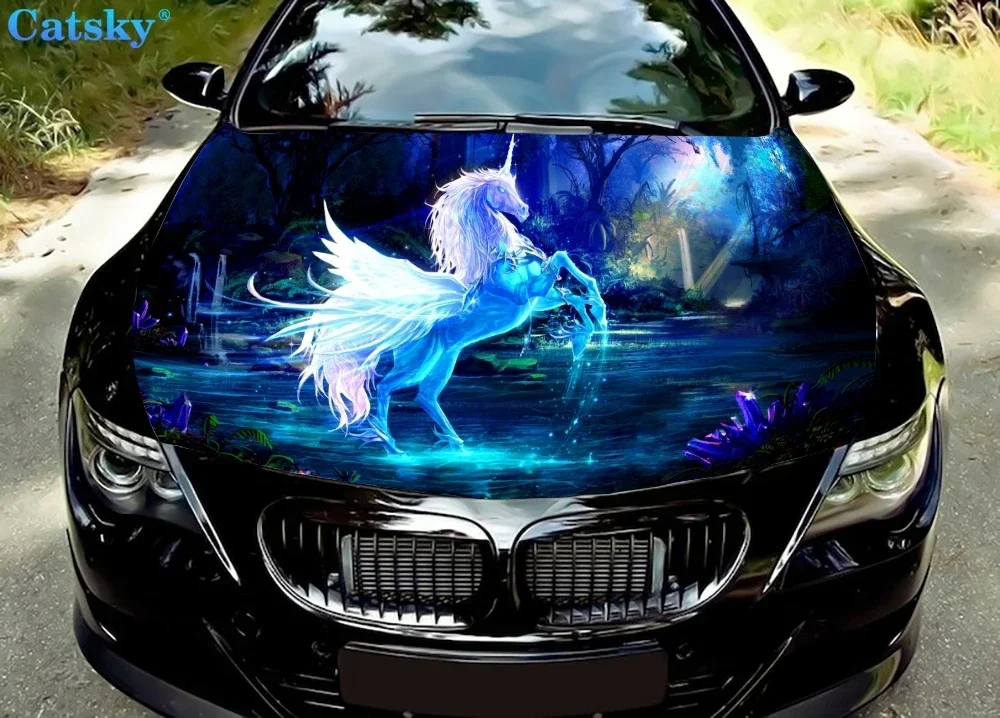 

Виниловые наклейки на капот автомобиля Pegasus, виниловая пленка, наклейки на крышку двигателя, автомобильные аксессуары, защита капота автомобиля