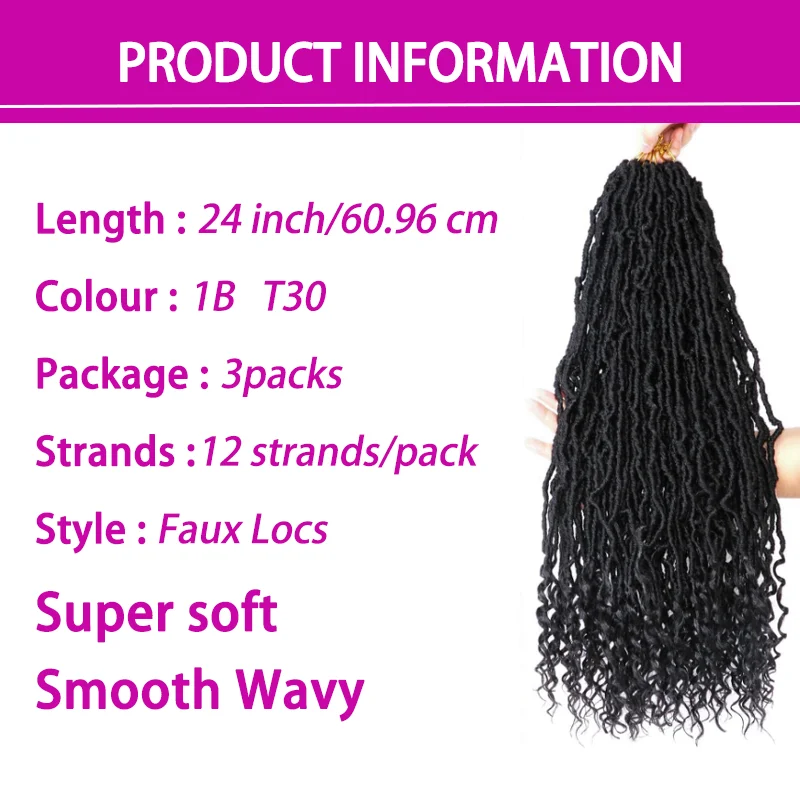 Capelli all'uncinetto Faux Locs da 14 pollici, Locs all'uncinetto sintetici morbidi Boho con estremità ricci, Trecce all'uncinetto Bohemian Goddess Locs per le donne