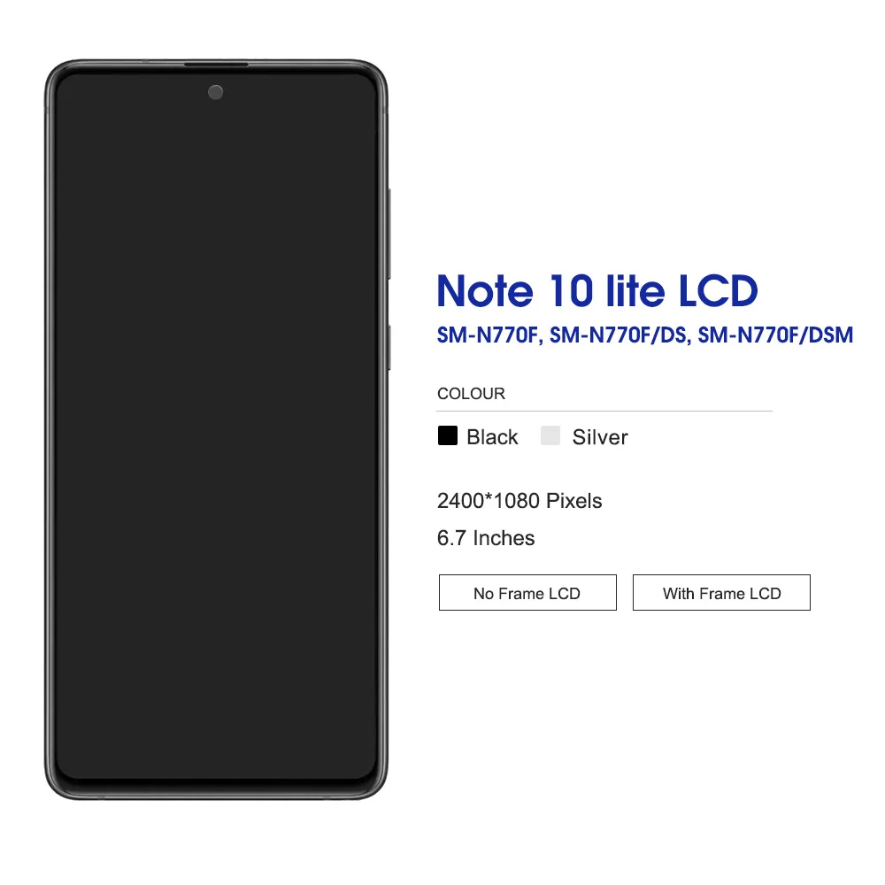 6.7' AMOLED For Samsung Note 10 Lite LCD Display Touch Screen Replacement Assembly For Samsung Note10 Lite N770 N770F with Frame