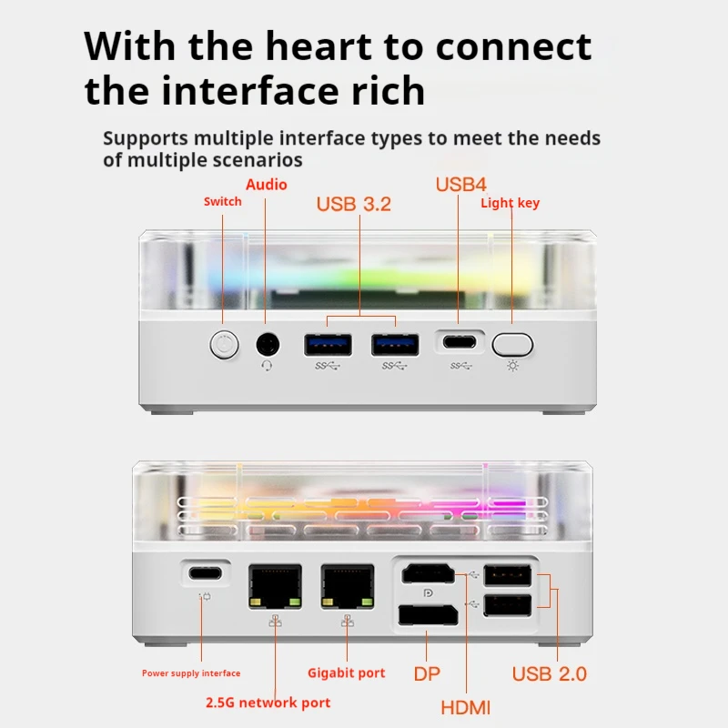 Genmachin AMD Ryzen7 R7 7840HS ES MINI PC Windows 11 8Cores 16Threads DDR5 4800Mhz 256/512GB M.2 SSD WIFI6 BT5.2 Desktop pc game