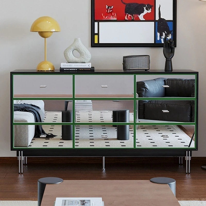

Simple and creative mirror chest cabinet Stainless steel nine chest cabinet Wall storage cabinet