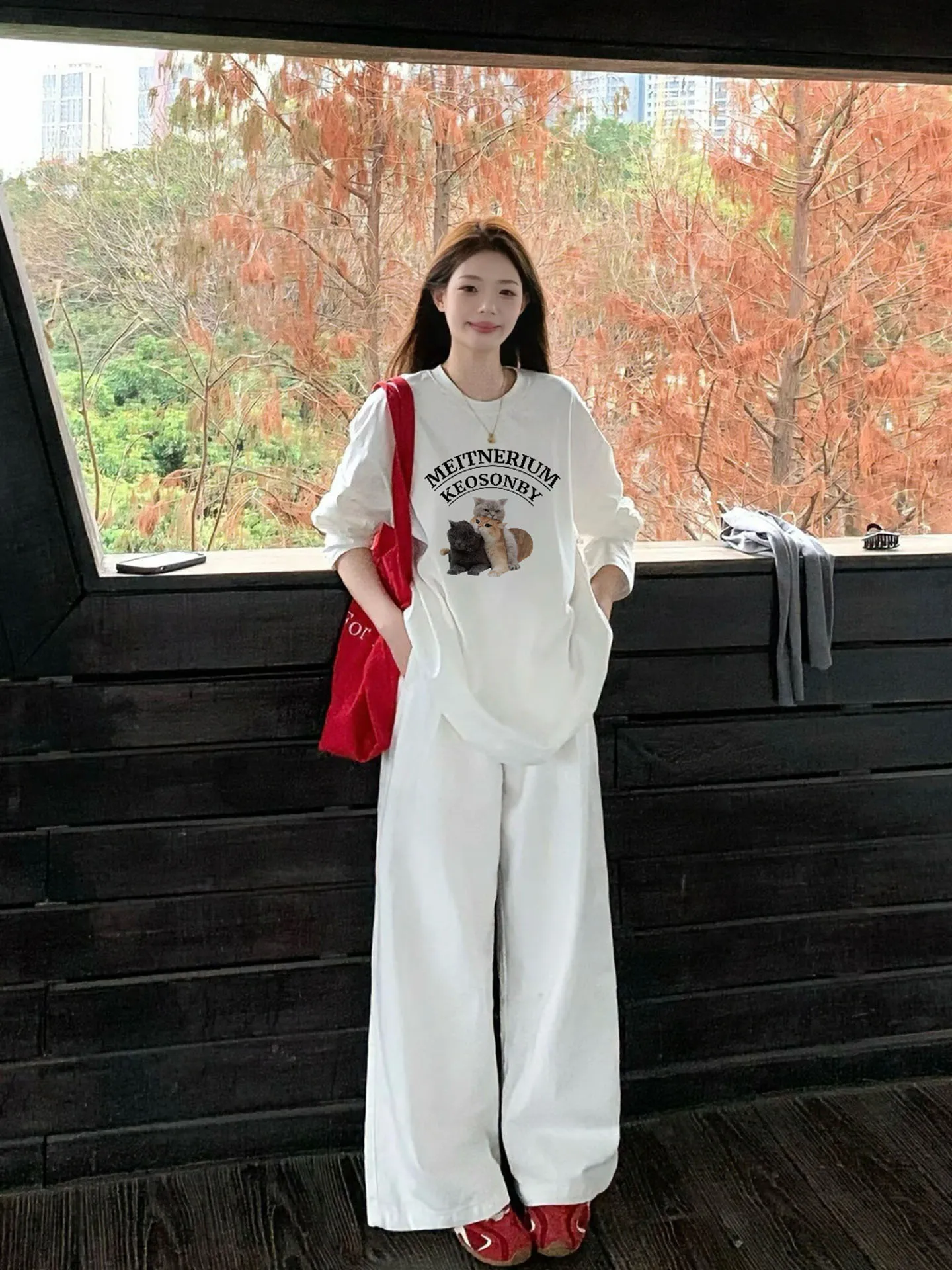 

Loose Fit American Style Long Sleeve Pure Cotton T-Shirt Unisex Spring Autumn Lazy Style Base Layer Top for Men And Women