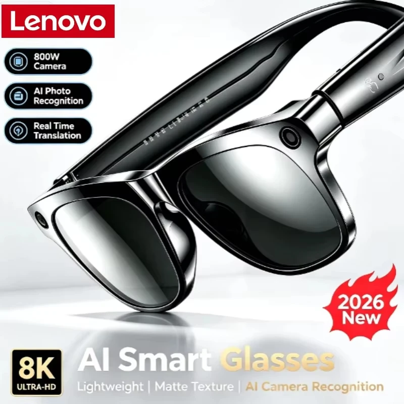 Lenovo AI Smart Glasses 8K Video Shooting Camera Bluetooth Call Real‑Time AI Translation Music Playback Video Shooting Camera