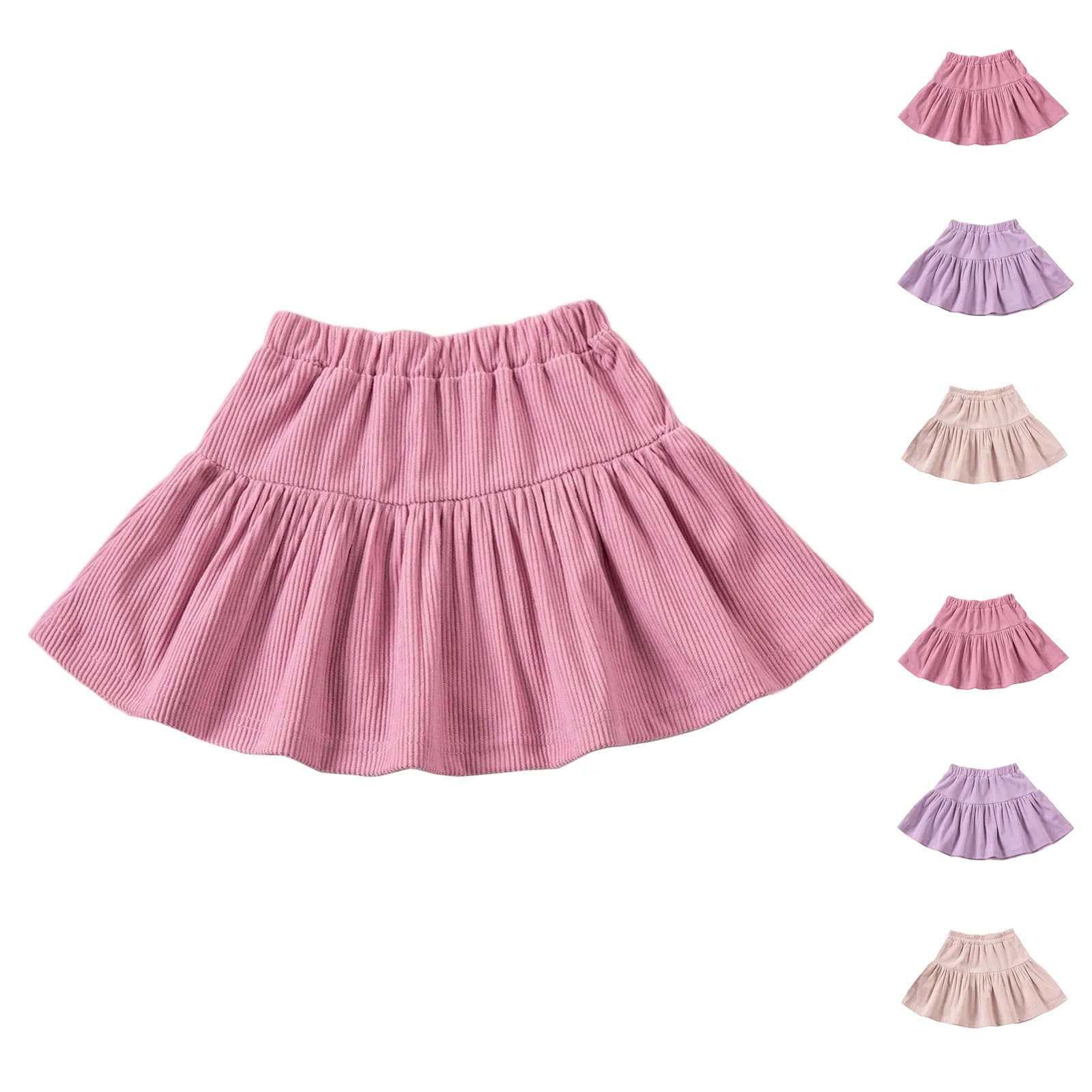 

New Summer Girls Beach Skirt Solid Color Casual Daily Flowy Short Skirt Fashion Toddler Sweet Half-body Skirt Trend Kids Clothes
