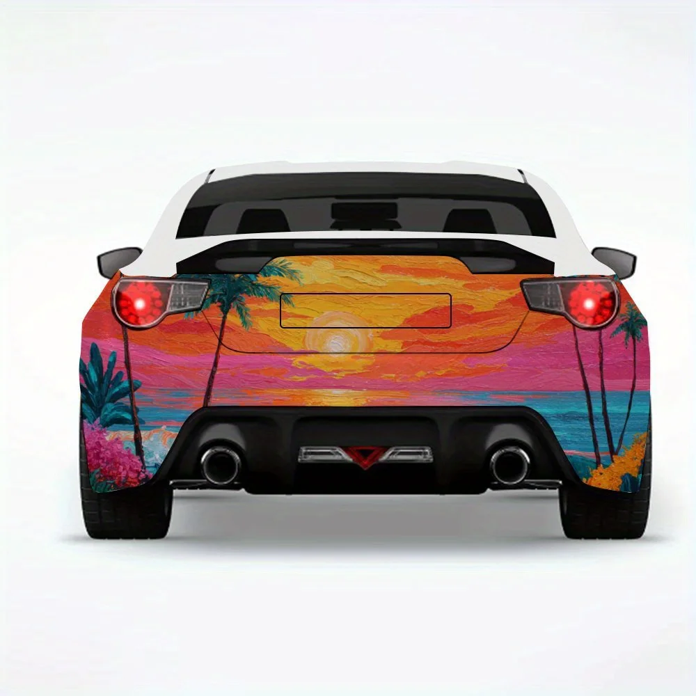 

Tropical Sunset Car Sticker-Vinyl Decal for Car Rear, Waterproof Self-Adhesive Vinyl Stickers for Vehicle Tail & Bumper, Decorat