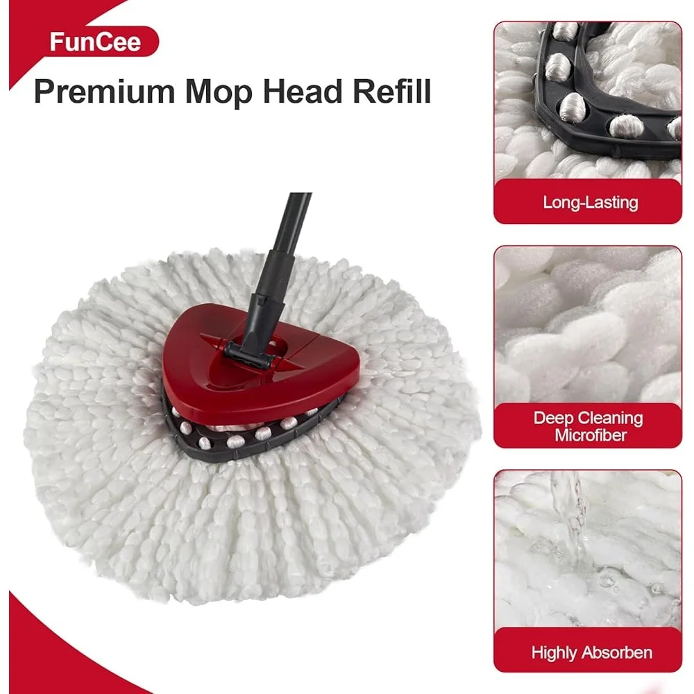 3 Pack Mop Head Replacements Compatible with O Cedar Spin Mop Durable Microfiber Refill Easy to Clean All Floor Surfaces