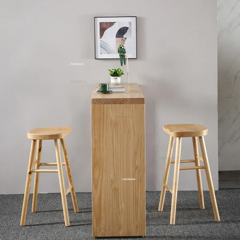 Solid Wood Bar Tables Nordic Kitchen Furniture Home High Table Modern Partition Long Bar Table and Chairs Cafe Bar Table N