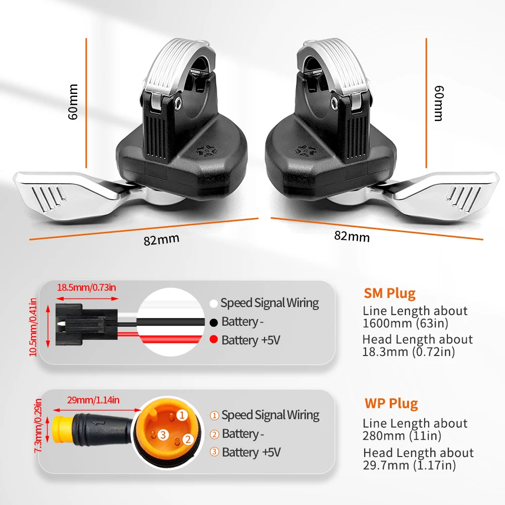 Throttle Jempol Sepeda Listrik Kiri dan Kanan Five Star Generasi 108-2 24V 36V 48V untuk Skuter Kiri dan Kanan