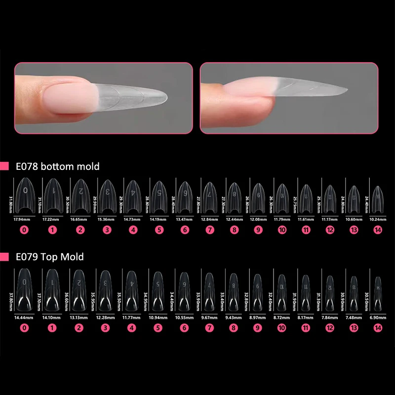 240 Stück 14 Größen Doppelte Nagelformen T-Form Ellipse Sandwich-Nagelform Schnelle Verlängerung Oben und Unten Maniküre 3D-Machwerkzeug – Detail 8