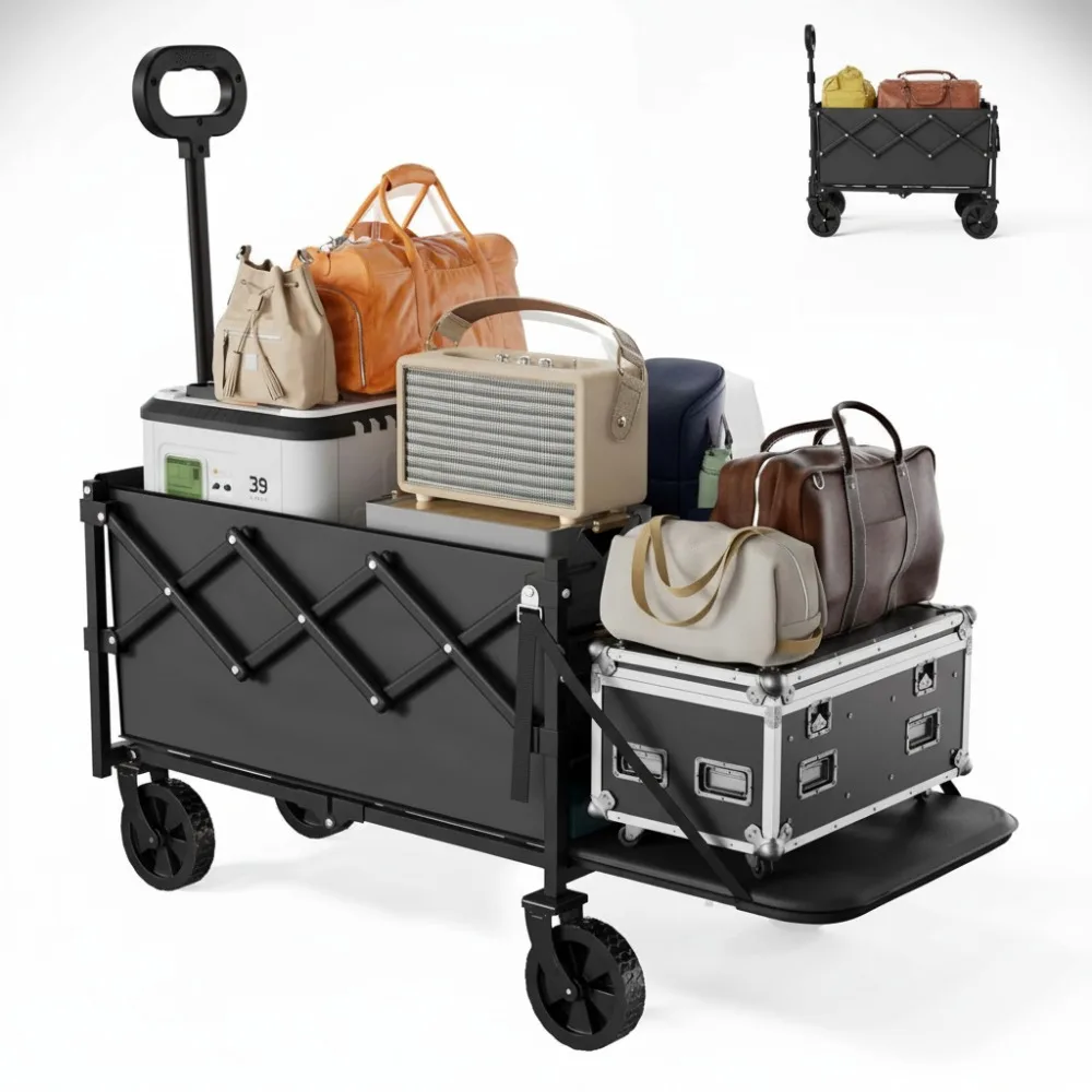 

Heavy Duty Collapsible Wagon Cart 350LBS Capacity Foldable Portable Utility Cart for Camping Beach Garden Shopping