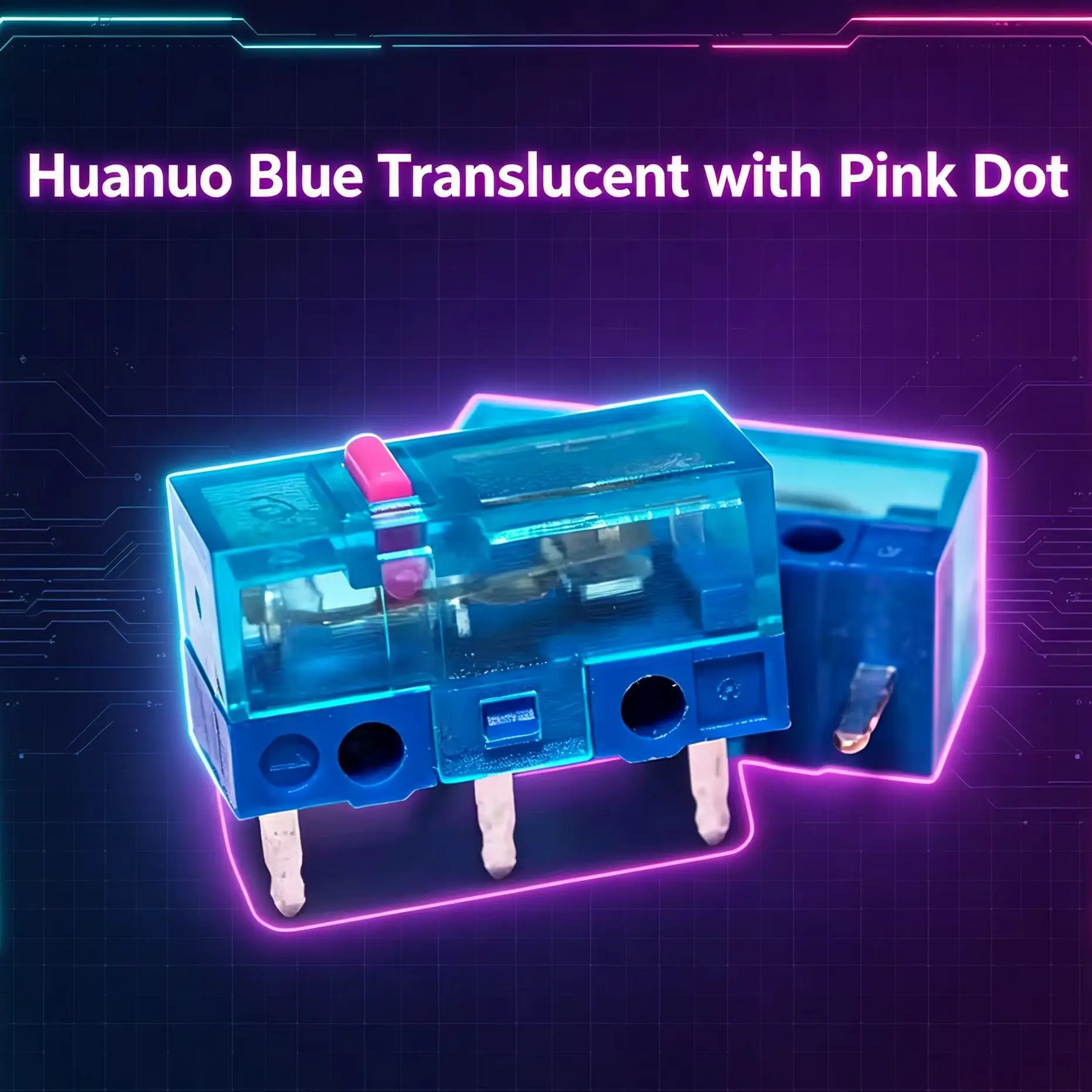 50PC-1 New Huano Blue Transparent Shell Pink Dot 80 Million Microswitch Button for Logitech Button
