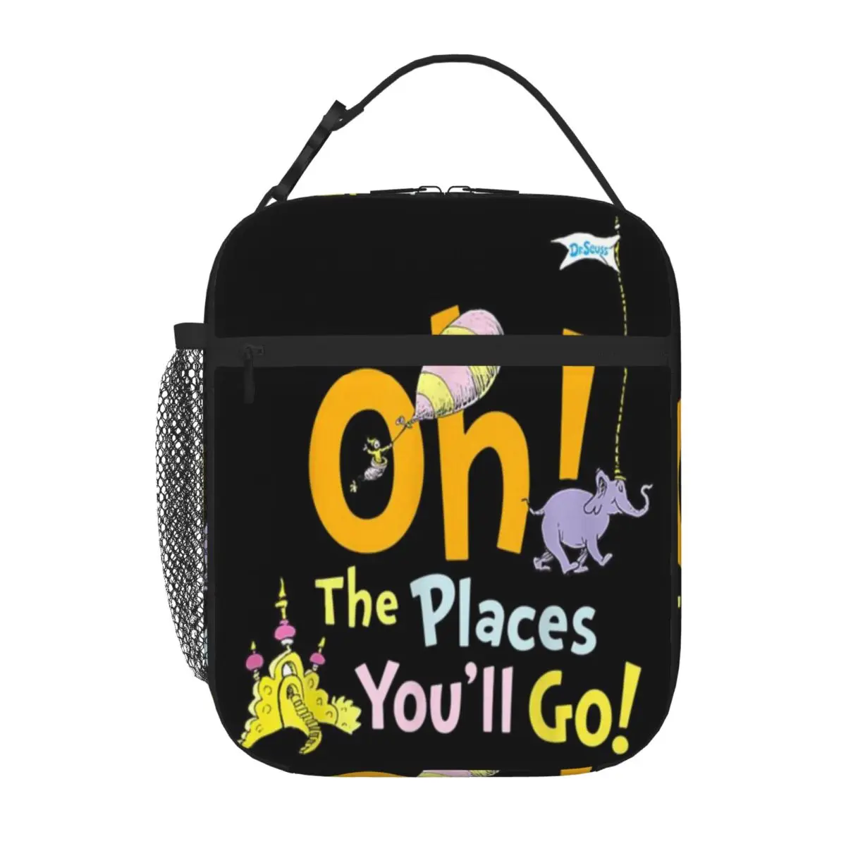Bestselling Oh The Places You Will Go Student Teacher School Reading Multi Pocket Thermal Tote Baby Feeding Nylon Lunch Bag