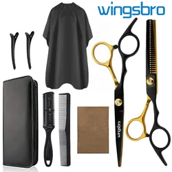 6 Inch Barber Scissors Kit Hair Cutting Scissors Barber Accessories Professional Tail Comb Cape Set