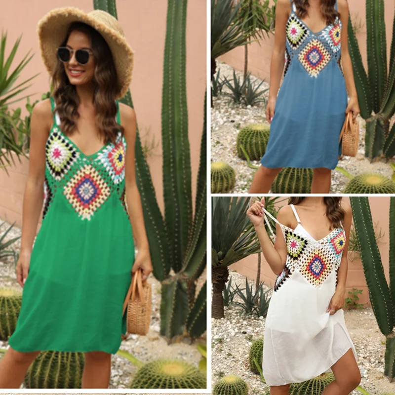 Crochet Beach Cover-ups Summer Tunic Cover Up saida de praia Knitted Swimsuit Ups for Women Vestido Playa Mujer 2024 White Dress