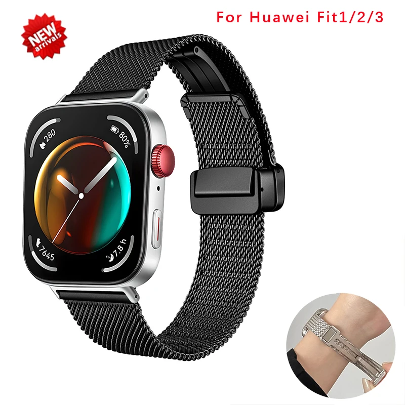 Stainless Steel Magnetic Band For Huawei Watch Fit 3 Strap Women Slim Bracelet For Huawei Fit 1 2 3 Metal Replaceable Watchband