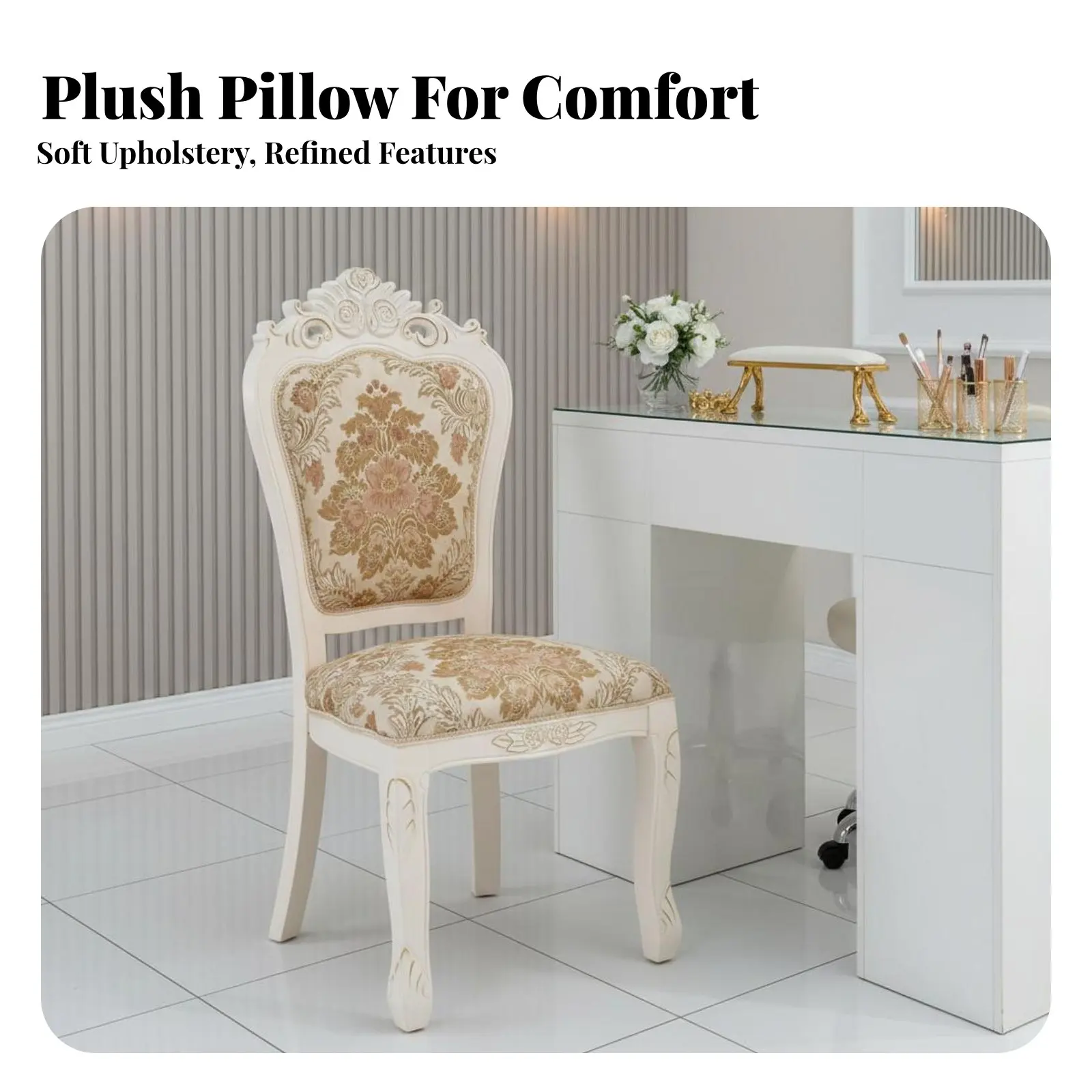Button-Tufted rearrest Chair European Inspired Design Button-Tufted Dining Chair Breathable Fabric Nailhead Trim for Living Room