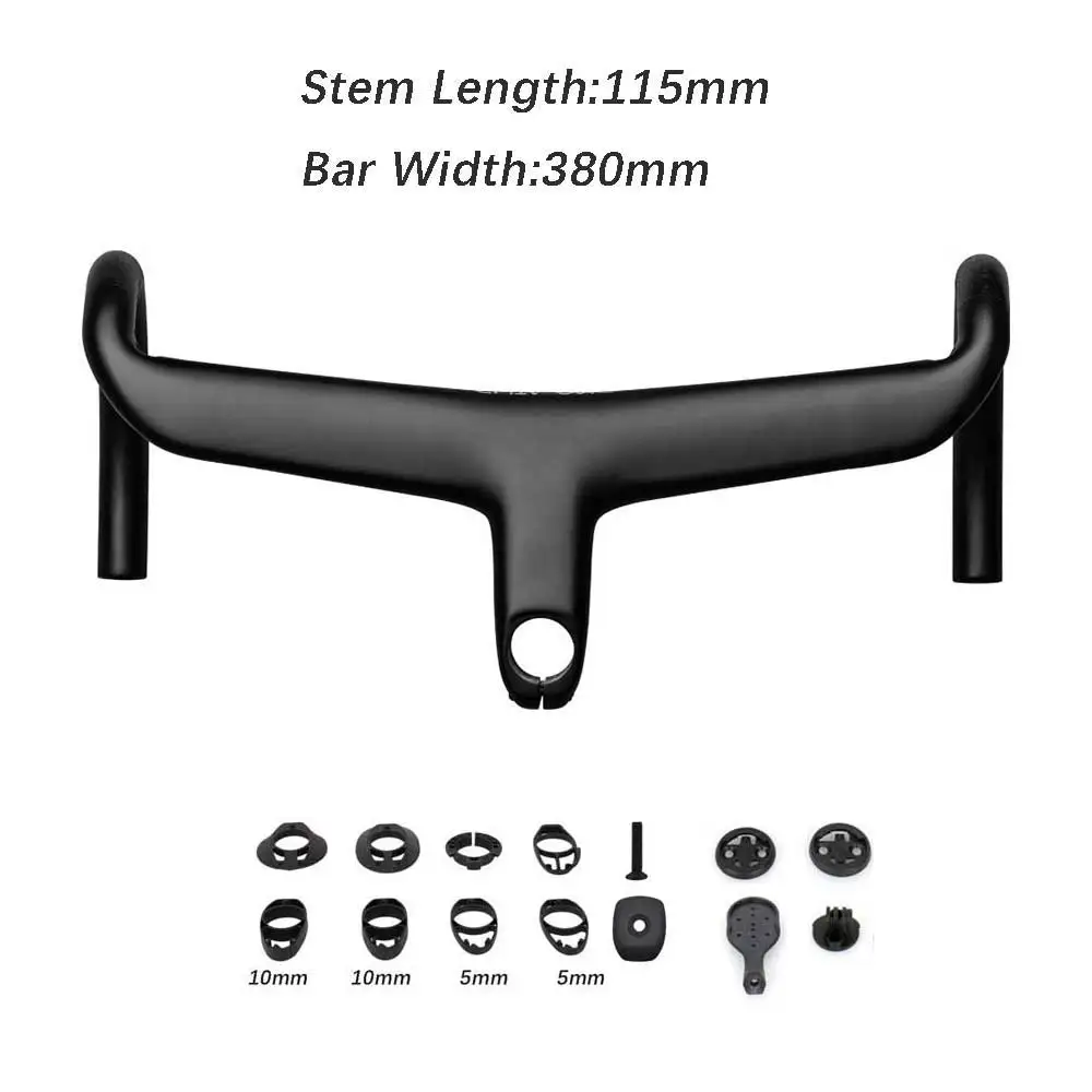 SL8 Rennradlenker/Gebogener Lenker aus Carbon mit integriertem Lenkervorbau, Titanschrauben und festem Computerhalter