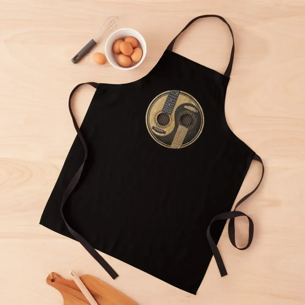 Old and Worn Acoustic Guitars Yin Yang Apron custom women's kitchen cleanings Kitchen Man Apron