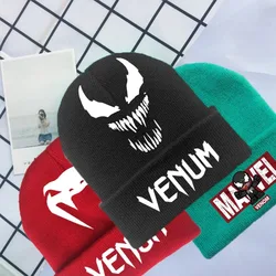 Marvels Venoms Children Knitted Cap Student Bonnet Boys Winter Woolen Cotton Hat Headgear Cartoon Anime Kids Birthday Cute Gifts