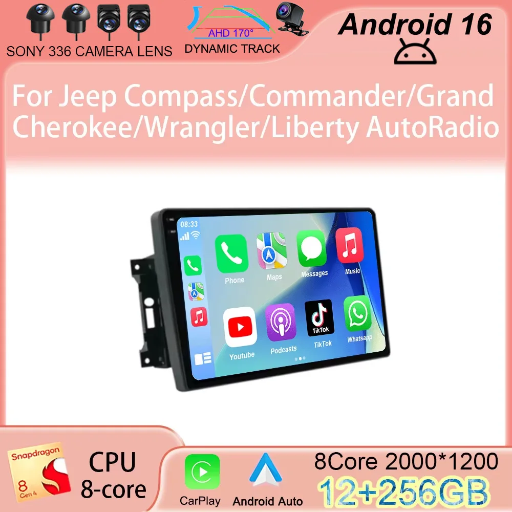 

Автомагнитола Android 16 QLED с GPS-навигацией и мультимедийным плеером для Jeep Compass/Commander/Grand Cherokee/Wrangler/Liberty