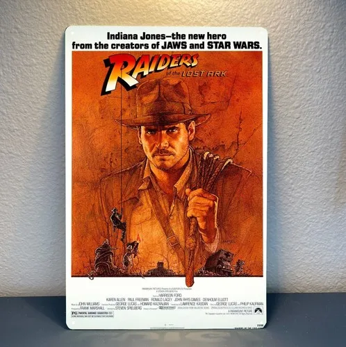 Póster Metálico de la Película Indiana Jones: Los Cazadores del Arca Perdida, Letrero de Metal, Placa