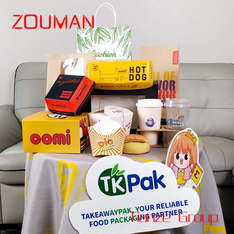 Cajas de cartón personalizadas con tapa, bandeja de comida, almuerzo, caja de pastoreo, caja de papel Kraft para llevar, fiambrera para comida