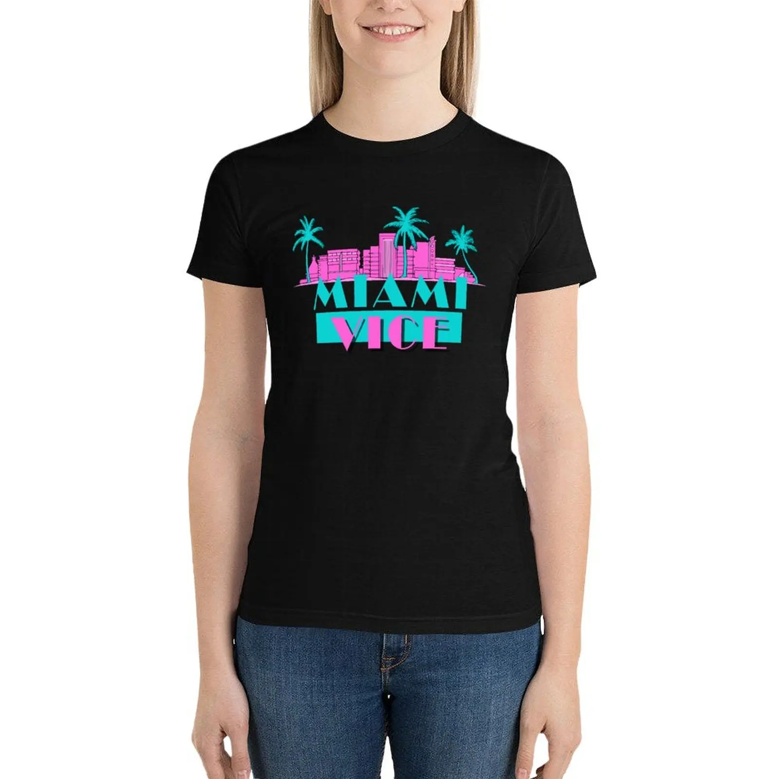 

Miami Vice 80s T-Shirt plus size tops korean fashion hippie clothes t-shirts for Women graphic tees