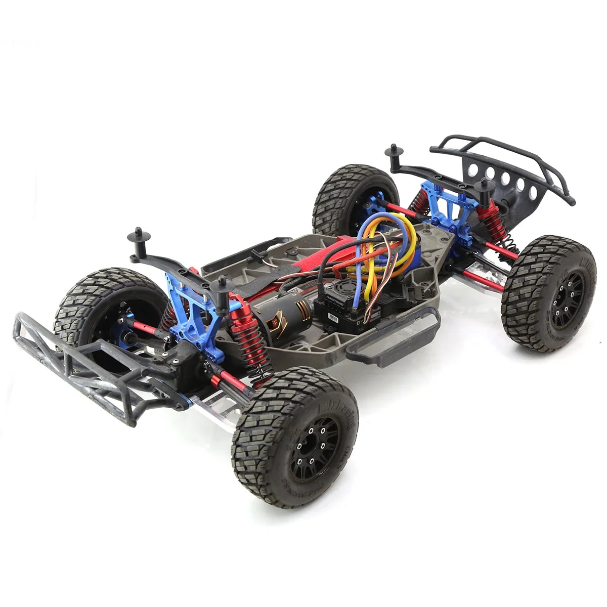 ก้านบังคับด้านหน้าและด้านหลังแบบปรับได้ก้านพวงมาลัยสำหรับ Traxxas hoss/slash/rustler/rustler 4WD ชิ้นส่วนอัพเกรด mobil RC สีแดง