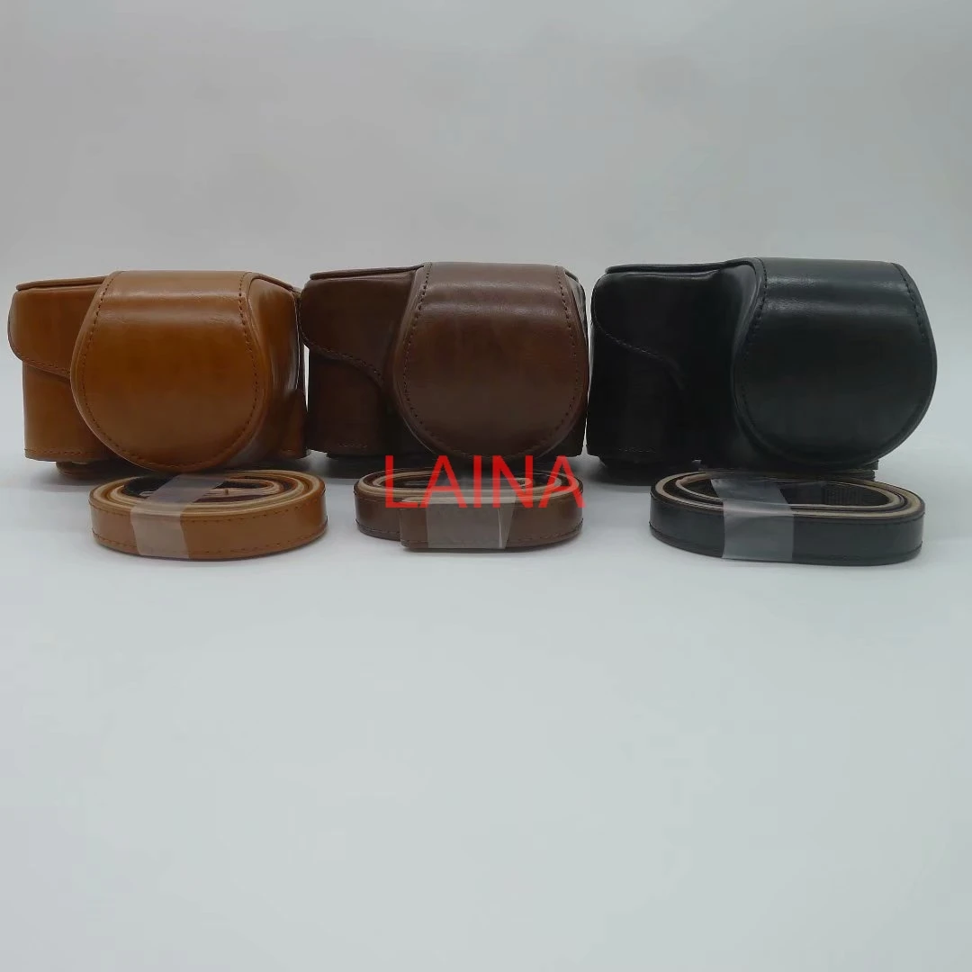 PU Leather Camera Case for Sony ZV-E10, Body Protective Cover with Bottom Screw, Case Strap & Shoulder Bag