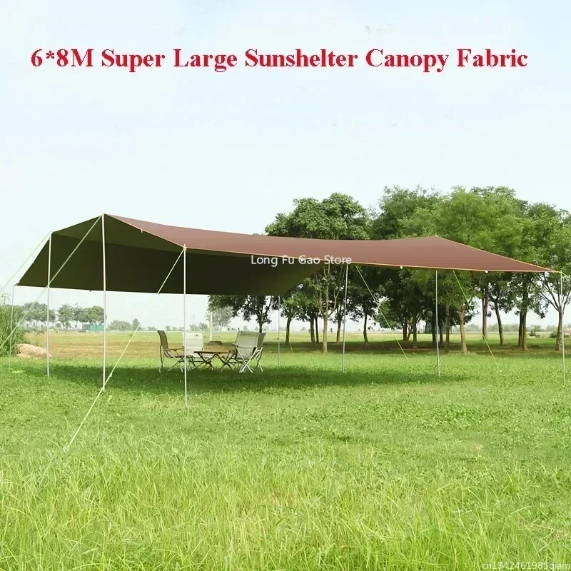 

New Without Poles 6*8m Large Canopy Waterproof Oxford Silver Coated Outdoor Camping Awning Sunshelter Tarp More Hanging Points