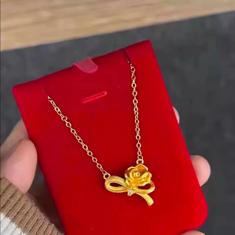 

Роскошное ожерелье Kt18 золотого цвета в форме сверкающей розы для женщин-любителей, комплекты ювелирных изделий на день Святого Валентина, подарки
