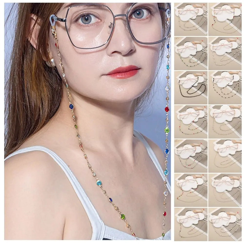 Jewelry Vintage Beads Glasses Chain Bohemian Elegant Crystal Glasses Chain Copper Lanyard Mask Chain Women