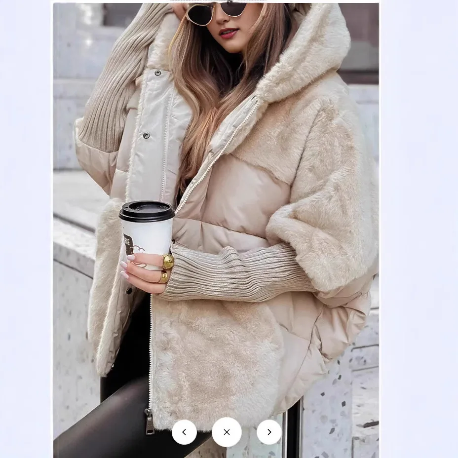 2025 Autumn and Winter Women's New Fashion Loose Casual Warm Splicing Down Cotton Jacket Winter Clothes Women