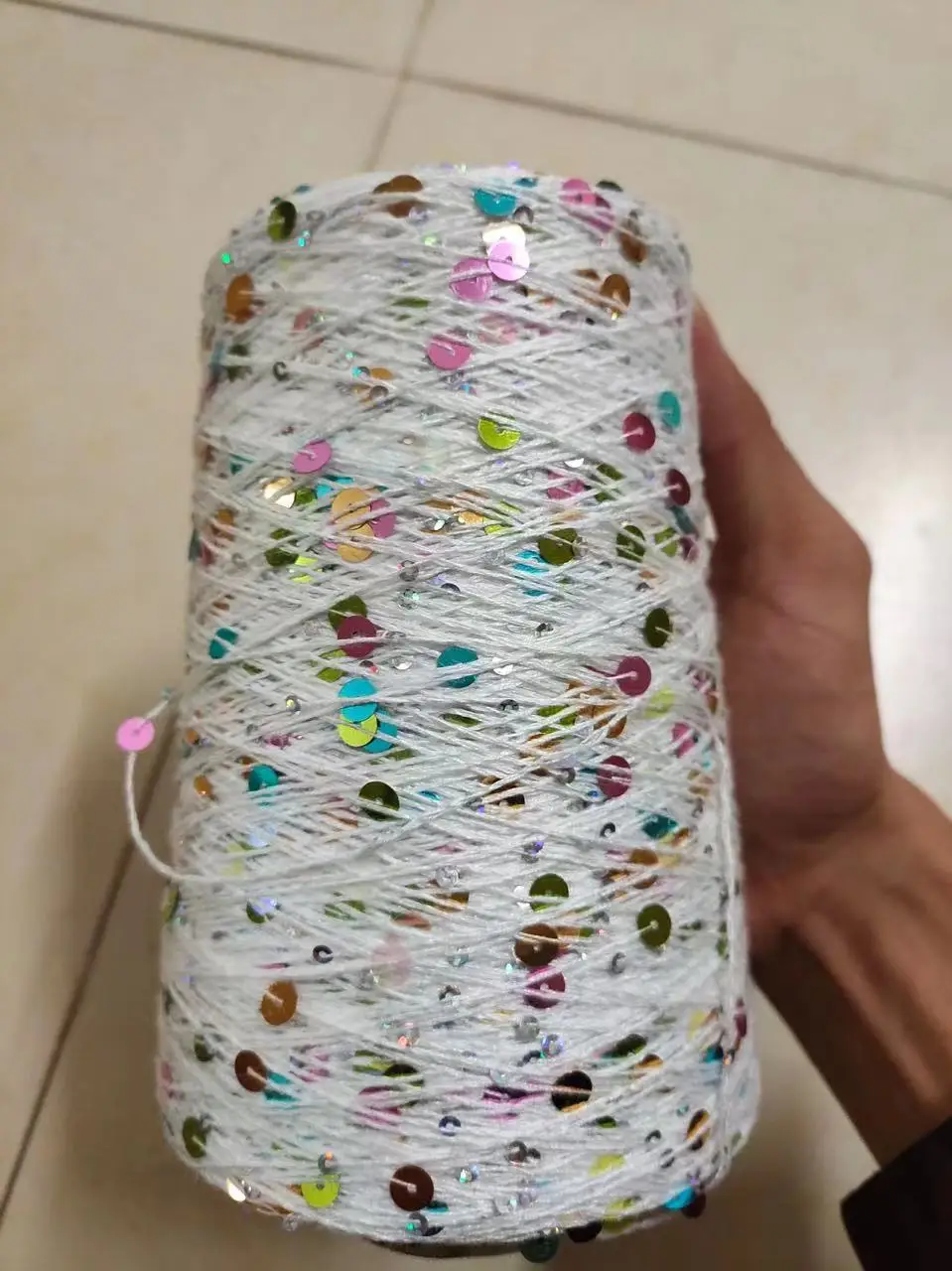 50g/Ball Sequins Cotton Yarn 6mm+3mm Special Glitter Match Thread DIY Accessory Rag Doll Knitting Crochet