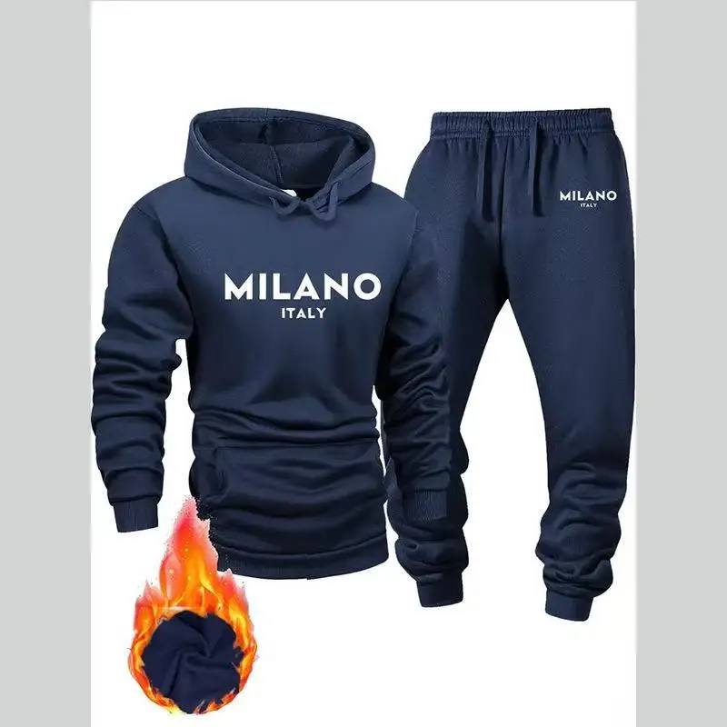 

Высококачественный мужской спортивный костюм: повседневный комплект для бега, универсальные толстовки и брюки, модный и удобный, для ежедневных занятий спортом, простой комплект с худи