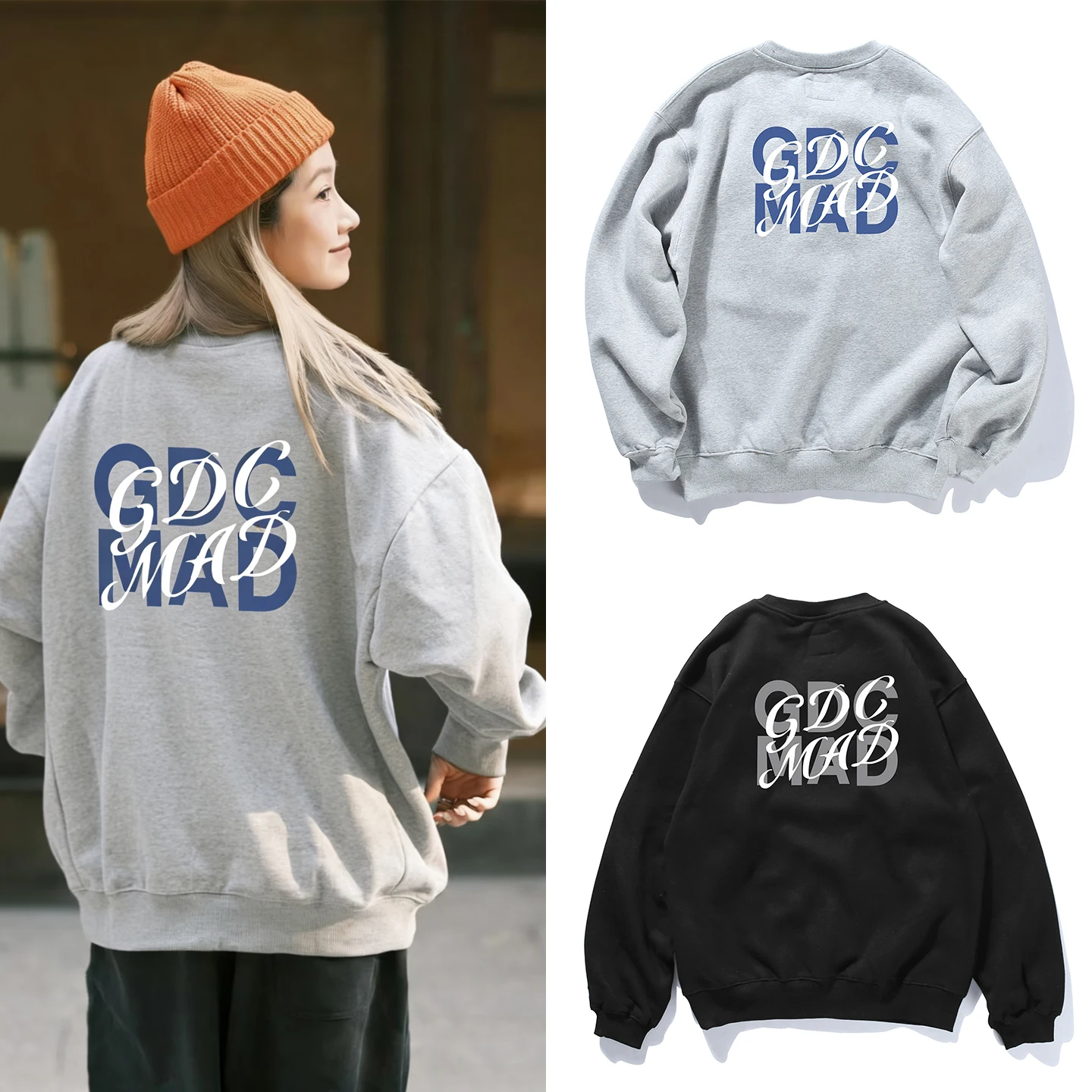 

Толстовка MADN GD Collaborative Fce с круглым вырезом и подкладкой, свободного кроя, осенне-зимняя, теплая, хлопковая, повседневная, для пар