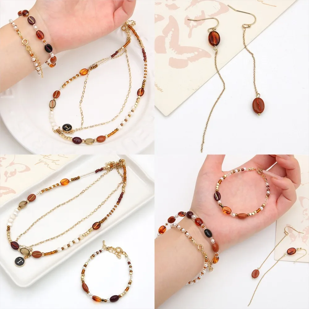 30 unids/lote 11x8mm cuentas sueltas acrílicas de granos de café para DIY collar pulsera pendiente fabricación de joyería accesorios de cuentas al por mayor