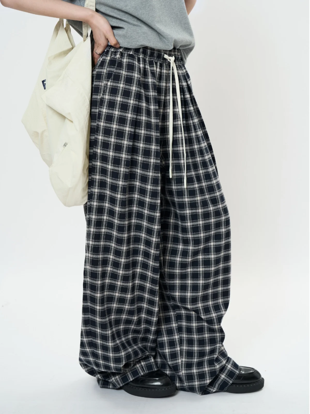 

Island Island Lazy Loose Fit Contrast Color Plaid Casual Pants New Arrival High Waist Wide Leg Commute Sle Spring Collection