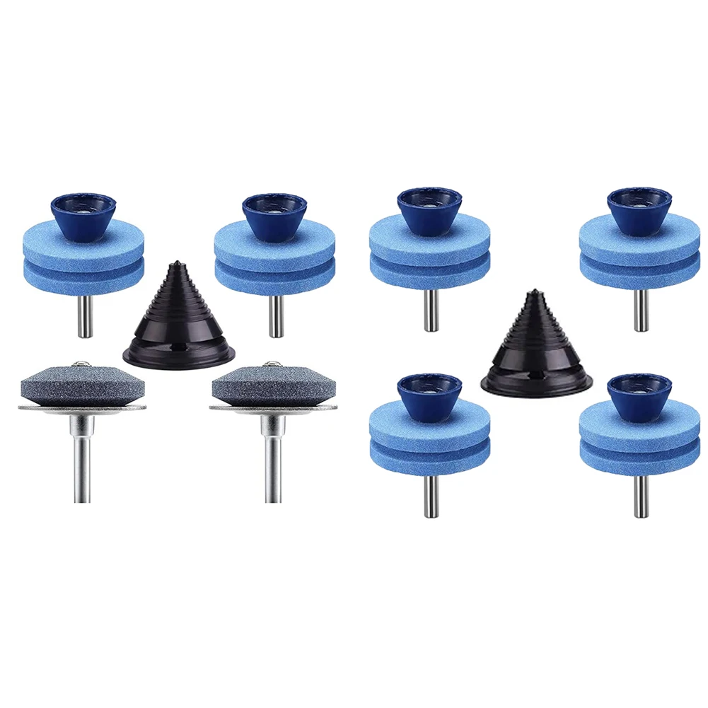 Juego de afiladores de cortacésped de doble capa, piedras de afilar azules de dos capas, accesorios de herramientas eléctricas de jardín de alta calidad