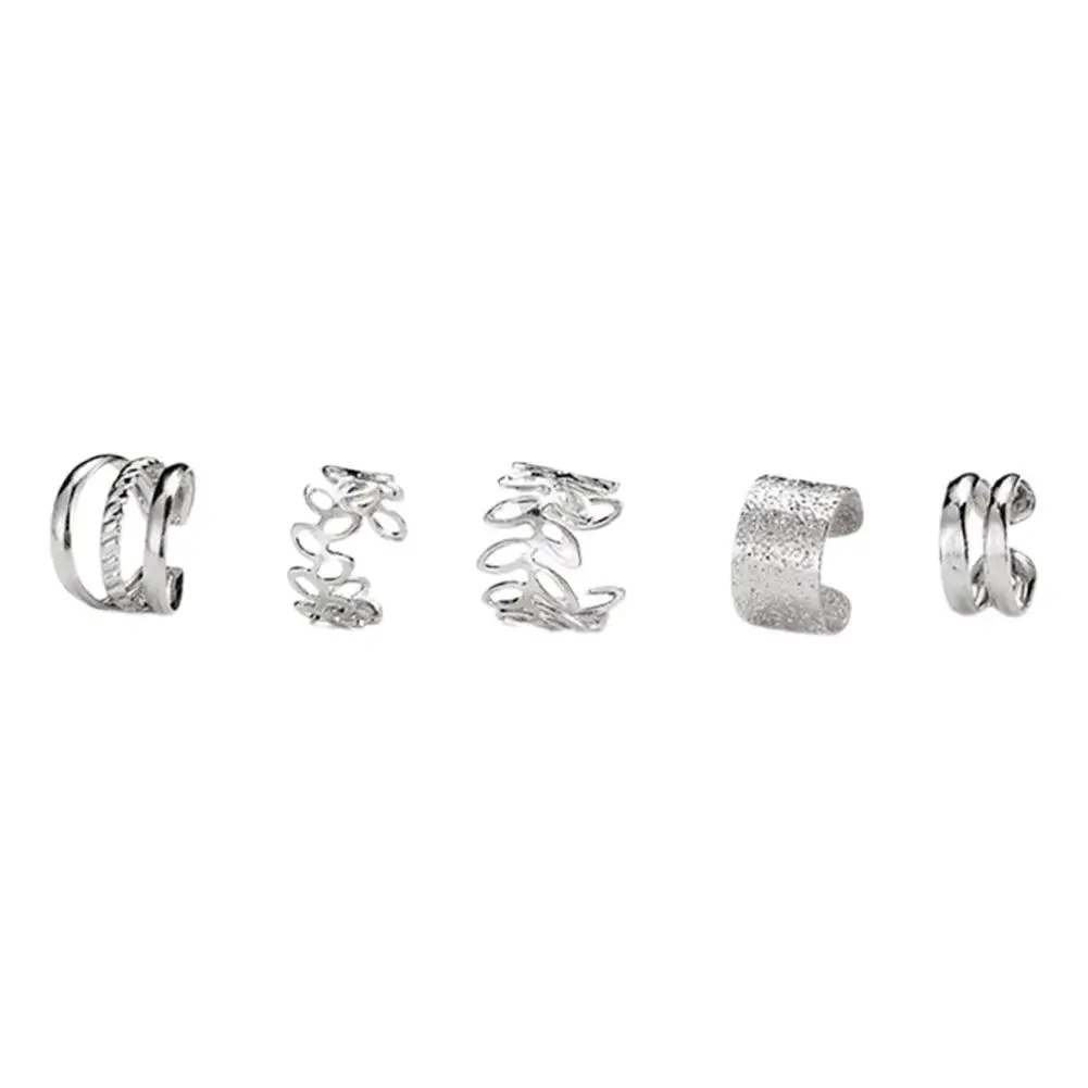 5pc Women's Natural Earstuds & Men's Ear Bone Clips Set
