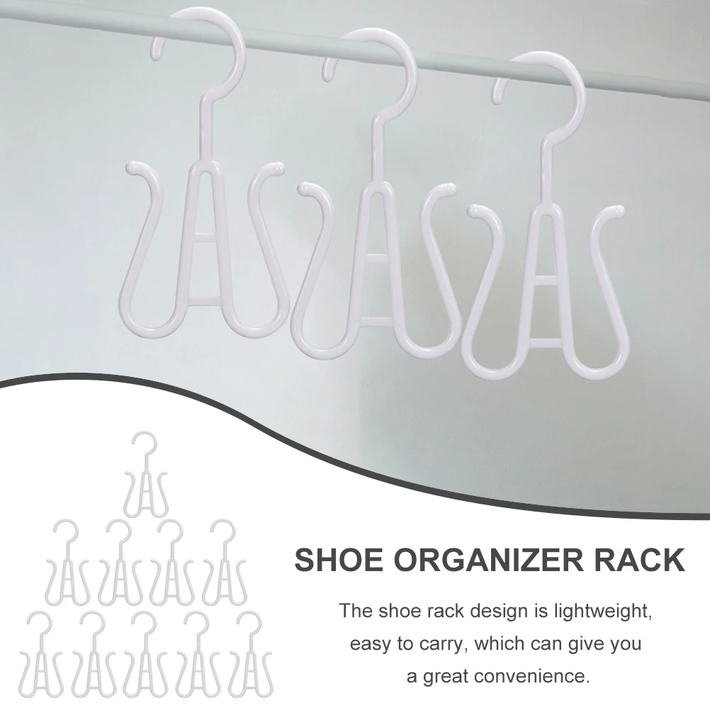 

10 Pcs Shoe Storage Hook Hanging Double Hooks Rack with Slippers Hanger Shoes Plastic Organizer