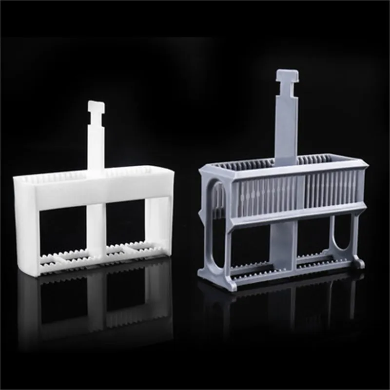 Plastic Covered 24 Slots Staining Jar Rack White for Microscope Slides; Slides Staining Rack Dish Set