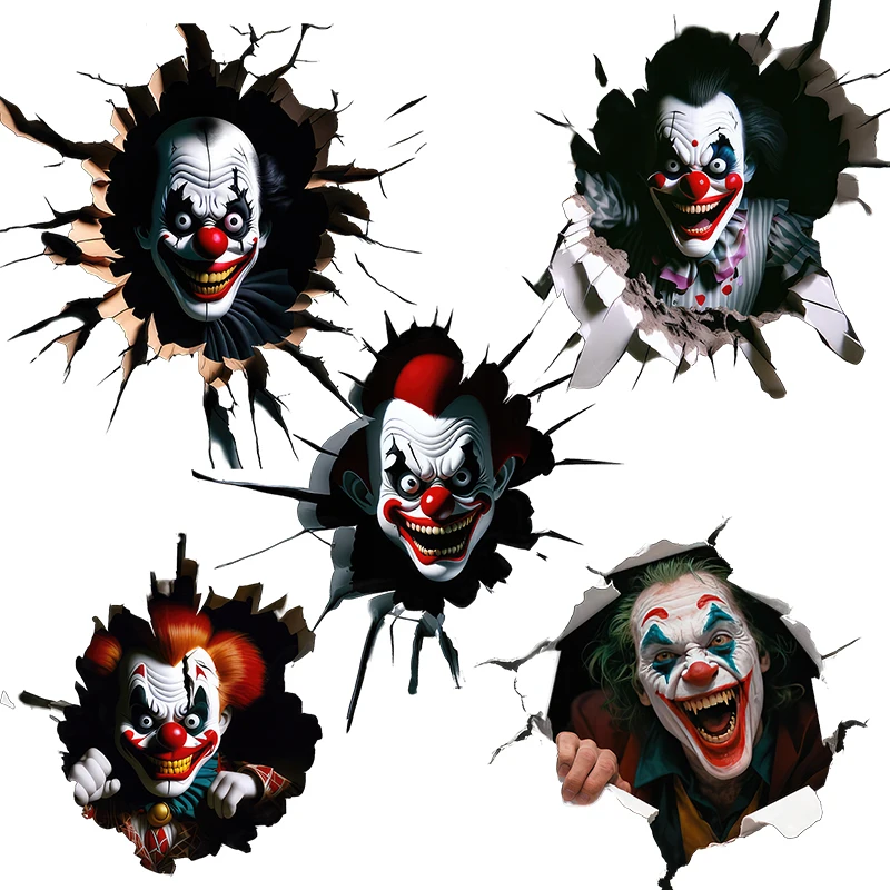 Three Ratels CFN166 Dark series clown hole breaking cartoon wall stickers for home decoration personalized car decals
