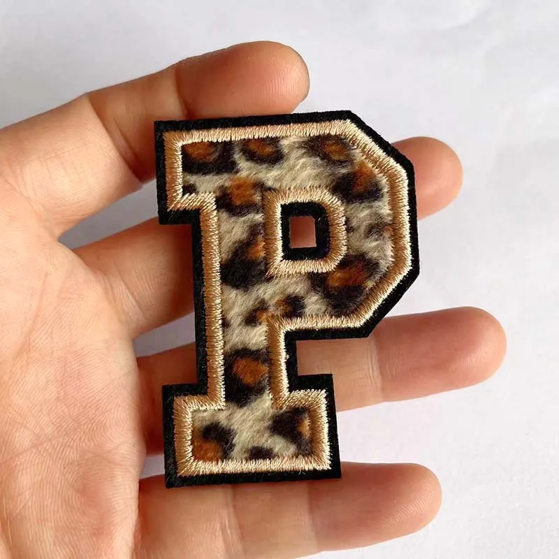 A ~ z/26 englische Buchstaben Abzeichen Stickerei Leoparden muster Applikation Eisen auf Patches, thermo klebende Stoff Kleidung Aufkleber – Detail 9