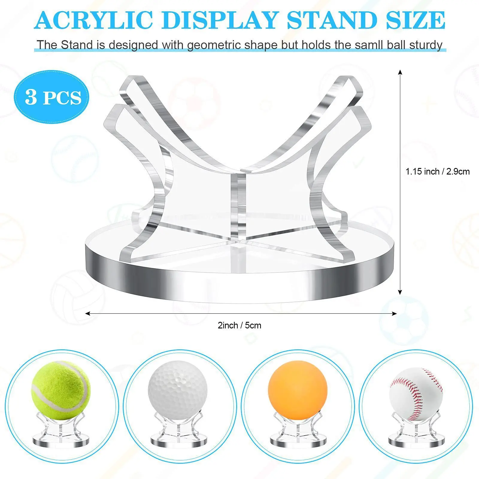 Acrylic Small Ball Stand Holder Baseball Display Stand Ball Display Holder for Baseball Golf Softball Tennis Ball Spheres