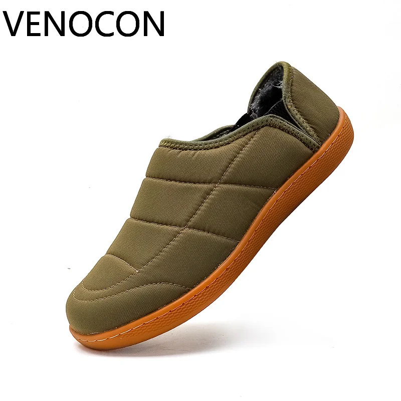 VENOCON Barefoot Wide Toe Box Winter Thermal Plush Home Indoor Mule Slip On Synthetic Waterproof Upper Shoes For Men Man Woman