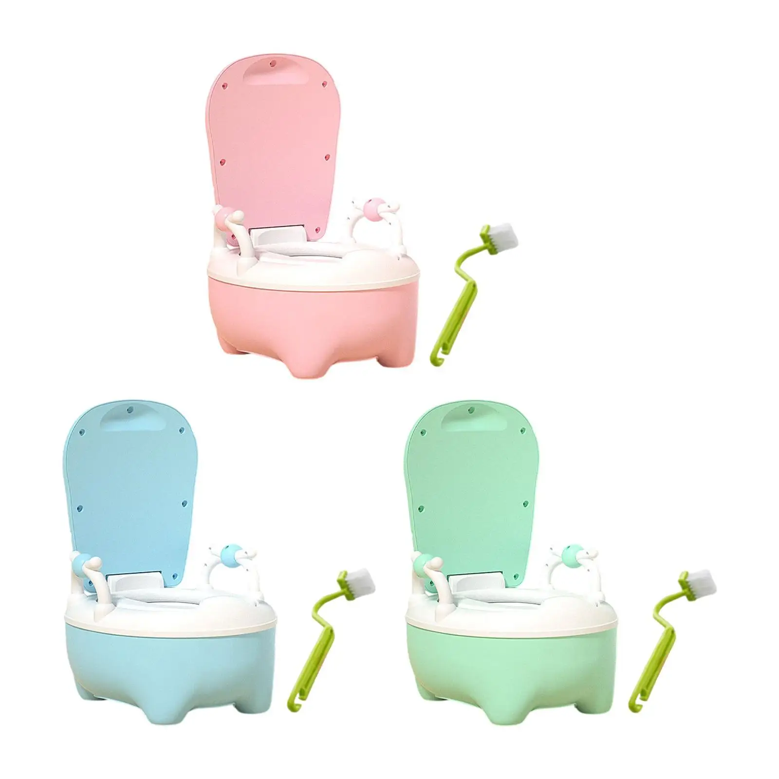 Toilet Training Potty (Brush Included) with Spilling Guard Cartoon Kids Potty Chair for Camping Outdoor Travel Indoor Boys Girls